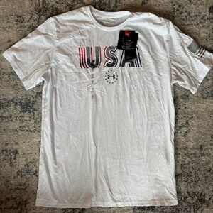 Under Armour Men’s American USA White Tshirt Size Large New